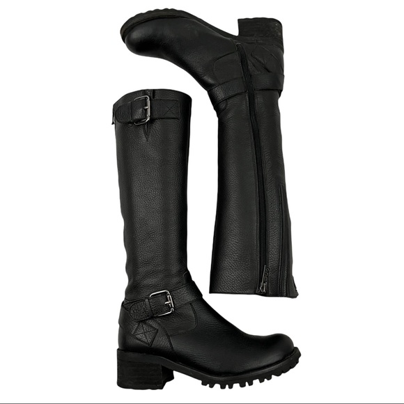 "DUO tall Demetre" Black Italian leather Moto boots with buckles Harley davidson - Picture 8 of 14